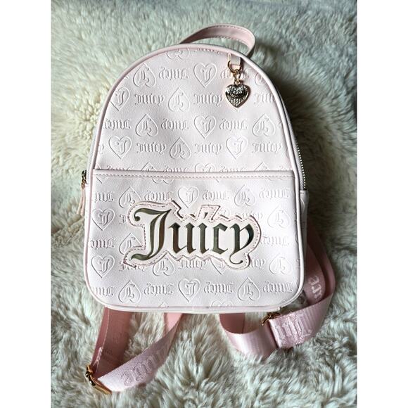 Juicy Couture Upgrade U Baby Pink Mini Backpack Purse Gold heart charm main image 8